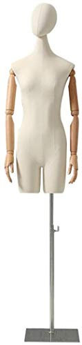 SHANYAYALI Weibliche Schaufensterpuppe, Torso, Ganzkörperkleid, Form mit silberfarbener Basis und abnehmbaren Händen für Kleidung, Kleid, Schmuck, Display (B)