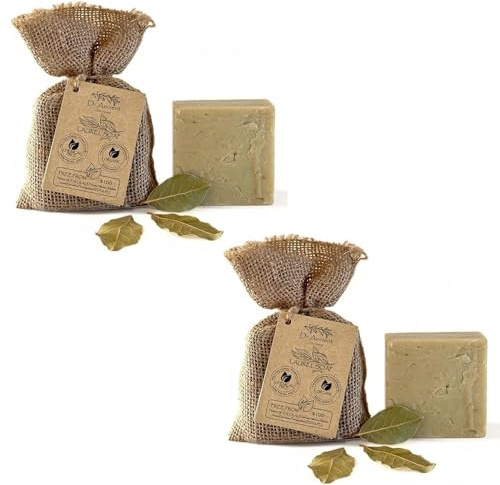 Dr. Ancient Aleppo Seife Original 140g (2er-Pack) – 40% Lorbeeröl & 60% Olivenöl, natürliche Alepposeife, Olivenölseife, vegan & parfümfrei, Haarseife, Körperseife und Gesichtsseife