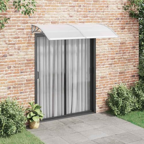 Pensilina da Esterno in Policarbonato, Tettoia Grigia 200x100 cm con Struttura ABS, Tettuccio Parapioggia per Porte e Finestre, Cappottina da Sole Resistenti a UV e Intemperie