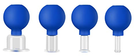 Set di coppette per il viso, set di coppette per il viso in vetro da 4 pezzi, aspirazione sottovuoto in silicone, massaggio, un kit per anticellulite, antirughe per occhi, e corpo