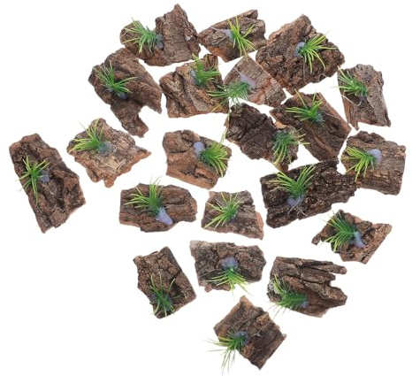 UPKOCH 24 Stück Natürliche Baumrinde mit Moos Unregelmäßige Kletterrinde für Reptilien Terrarien Dekoratives Kletterzubehör und Verstecke für Geckos Chamäleons und Echsen