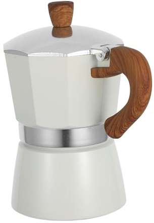 BIUDECO Caffettiera Espresso Manuale 150ml Bianca Impugnatura Antiscottatura, Porta Caffè Artigianale per Casa, Ufficio e Ristorante, Bollitore per Caffè Filtro per Aroma Corposo
