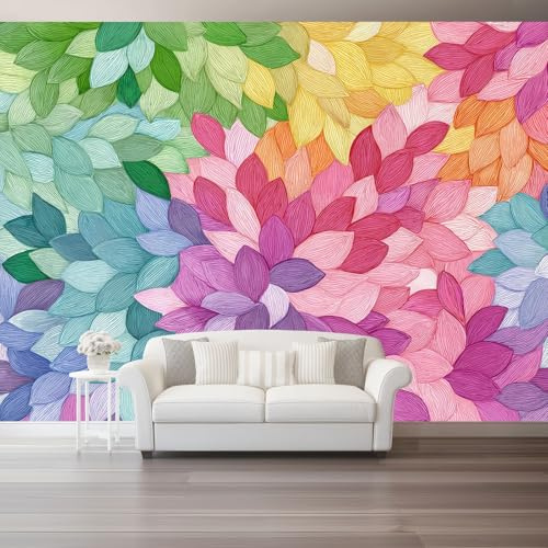 Generico Carta da Parati 200 x 140 cm（WxH, Acquerello Arte Fiori Decorazione da Parete Carta Parati Soggiorno Camera Letto Colore