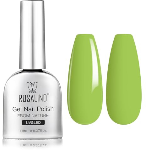 ROSALIND UV-nagellack, 11 ml grön gel nagellack UV LED blötläggning sommar gellack för gör-det-själv-manikyr