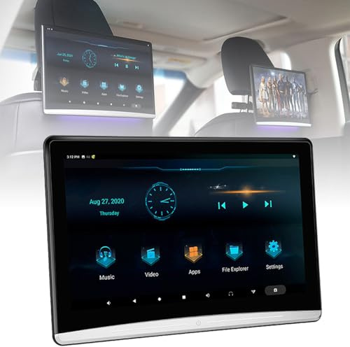 Monitor Multifunzione Per Poggiatesta Tv Per Auto - Processore 3+32G/Android 10.0/8-Core, Touch Screen Ips Aggiornamento 8K - Supporto 1080P/CuffieWIFI/Bluetooth/USB/SD/HDMI In+Out/FM 13.3in