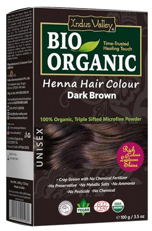 Indus Valley Bio Organic 100% reine und natürliche Henna-Haarfarbe (DARK BROWN)