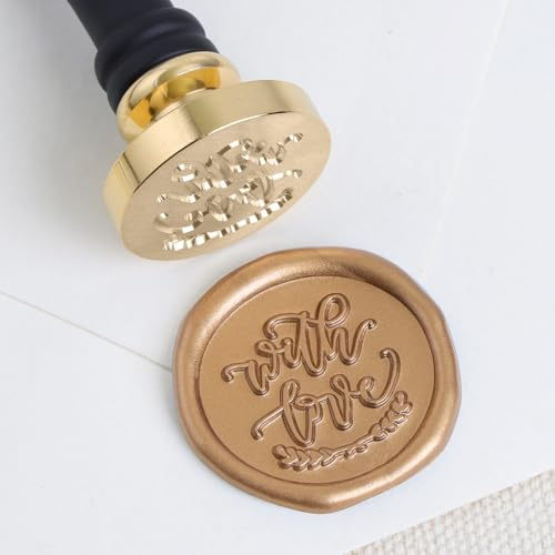 UNIQOOO “With Love” Signature Design Wax Seal Stamp for Wedding, Handwritten Calligraphy by Shelly Kim - Perfect Decoration for Invitations, Cards, Envelopes, Snail Mails, Wine Packages, Gift Ideas
