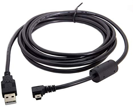 Cablecc Cavo Dati Mini USB Tipo B a USB 2.0 Con Angolo Sinistro 90 Gradi, 5 Pin, Ferrite, 3 m