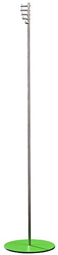 Standgarderobe, 5 drehbare Kleiderhaken, grüne Bodenplatte, Höhe 1,7 m, echter Edelstahl (CNS, INOX, NIRO), Garderobenständer, Kleiderständer rutschfest stabil modern - PHOS Design