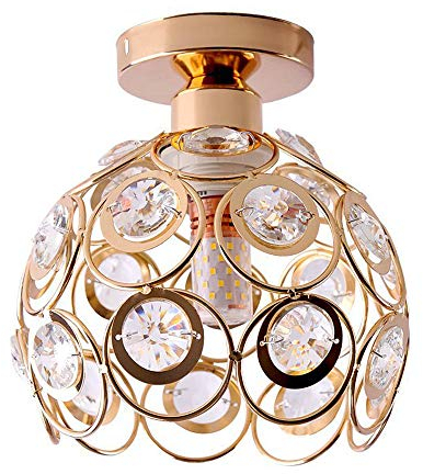 PETITES ECREVISSES Moderno Lámpara de techo de Cristal 20cm Plafón E27 Iluminación Dormitorio Sala de estar Baño Pasillo (Cobre)