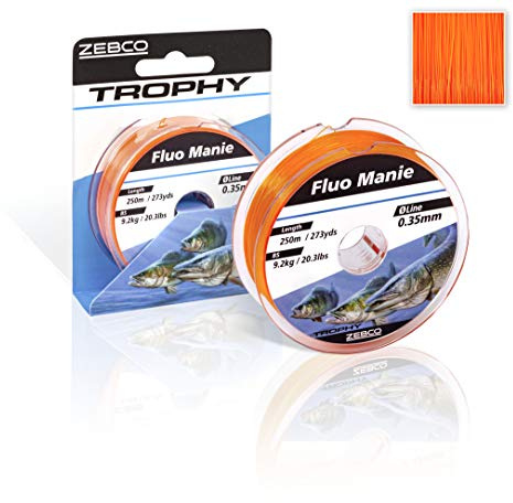 Zebco Qualitäts Trophy Manie monofile Angelschnur Angel-Zubehör Allroundschnur, 0,25-0,35mm, Fluo rot