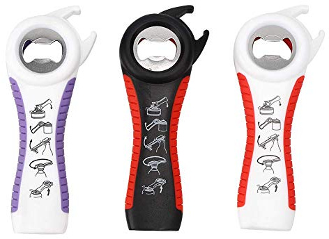 3 pezzi Apribottiglie per lattine a linguetta, Apribottiglie multifunzione 5 in 1 per lattine, vasetti e bottiglie