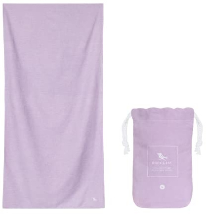 Dock & Bay Quick Drying Towel - For Sports & Gym - Compact, Lightweight - 100% Recycled - Includes Bag - Essential - Meadow Lilac, Large (160x90cm, 63x35)