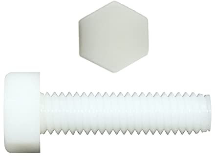 SN-TEC Sechskantschraube mit Vollgewinde aus Kunststoff nach DIN 933, Gewinde: M3, M4, M5, M6, M8, M10, M12, Länge: 10mm bis 70mm (50 Stück) (M12x40mm)