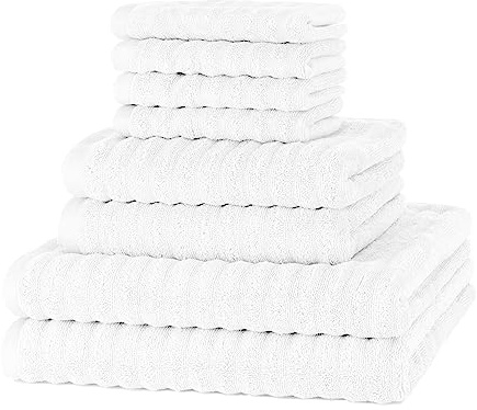 Merana Oslo Handtuch Set | schnelltrocknend, weich & fusselfrei | Frottier Luxus Qualität | 100% Baumwolle Frottee | Oeko-TEX | 590 GSM | Weiß (8er Sparset | 4 Gästetuch, 2 Handtuch, 2 Duschtuch)