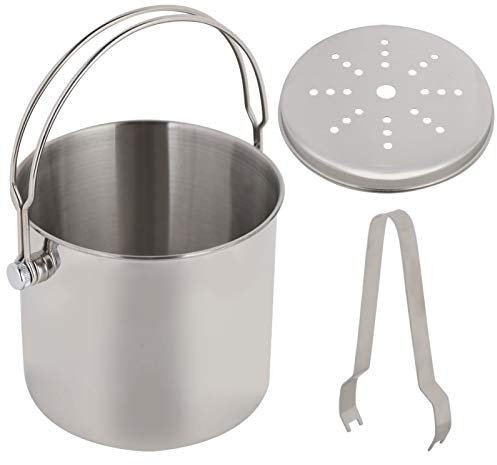 LARIAU 2L Eiskübel, Doppelwandiger Eiskübelbehälter aus Edelstahl mit Eisklemme und Eisbehälter, für Partys, Hochzeiten, Dinnerpartys