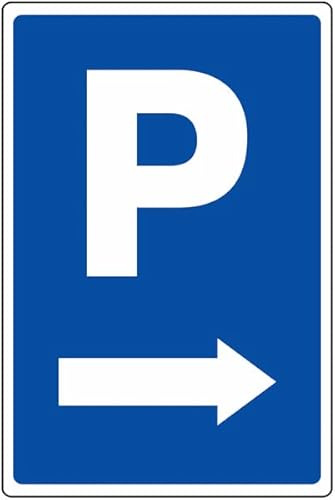 CARTELLO IN LAMIERA SCATOLATA RETTANGOLO 60X40 cm - Parcheggio - freccia a destra - Freccia direzionale - SEGNALE CATARIFRAGENTE CON CAVALLETTO (CARTELLO CLASSE 1)
