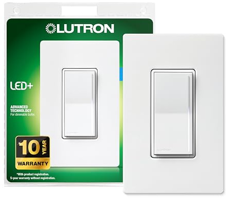 Lutron Sunnata Touch Dimmer Light Switch with Wallplate, LED+ Advanced Technology for LED and Incandescent, 3 Way/Multi Location, STCL-153MW-WH, White
