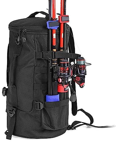 Voihamy Angelrucksack, Große Aufbewahrungsbox für Outdoor-, Wasserdichter Outdoor-Angelausrüstungs-Rucksack mit Tackle-Tabletts, SlingBag, Fliegenfischen, Geschenke für Männer