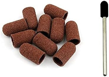 Nagelbohrer mit Schleifbändern-Set, Schleifhülsen, 150 Teile/Satz Nagelschleifbänder Kappen Gummigriff Pediküre Sandblock Elektrobohrer-Zubehör Bit-Maniküre-Werkzeuge (Farbe: 5 mm 180) (Farbe: 7 mm