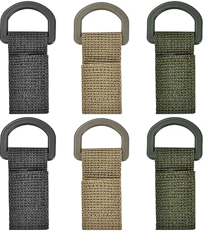 XINGSUI 6 Stück Taktischer SchlüSselanhäNger,Outdoor Tactical Nylon Gurtband,Tactical Gear Karabinerclip,für Camping im Freien, Wandern, Bergsteigen verwendet Werden(schwarz,Grün,Khaki)