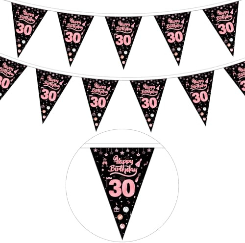 GoldRock Stoff Girlande 30. Geburtstag Rosegold - Wimpel Deko für Mann und Frau, Banner, Männer und Frauen Dekoration, 30er Wimpelkette