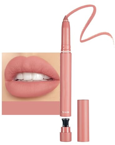 Lip Liner, Creamy Nude Lip Liner and Lipstick Set Super Pigmented, 2-In-1 Matte Lip Liners Lip Crayon Pen Built-in Sharpener, Waterproof Non-fading Long Lasting Lip Stick & Lipliner Pencil for Women