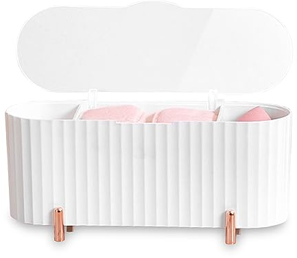 Organizador Algodones y Bastoncillos Soporte de Almohadillas de Algodón 3 Compartimentos Soporte Qtip Almacenamiento Dispensador Discos Algodon, para Guardar Cosas en el Baño y el Dormitorio(Blanco)