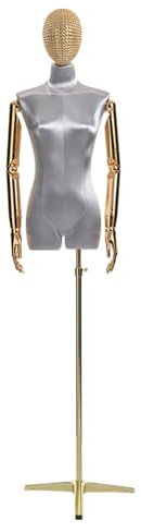 Schaufensterpuppe Weiblich Torso mit Exquisiten Galvanisierten Nagelköpfen Geliefert, Bezogen mit Zartem Seidensatinstoff, Schneiderpuppe Verstellbar Anwendbar auf Kleiderständer, Boutique, Bekleidung