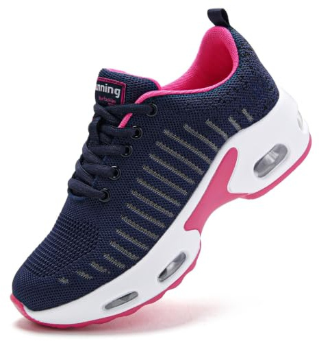 Myztra Zapatillas Running Deportivas Mujer Malla Transpirable Ligeras Amortiguación Elástica Soporte Arco Suela Resistente para Correr Gimnasio Casual Azul Marino 39 EU