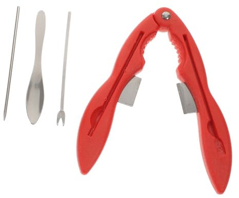 Garneck 1 Set Meeresfrüchte-servierbesteck Aus Edelstahl Krabbenknacker Zangen Gabeln Löffel Beinwerkzeuge Zum Einfachen Krabbenessen Rot