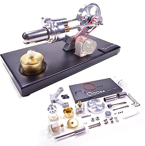 Kisss Stirlingmotor Bausatz, Sterling Motor Engine Externer Stirlingmotor Modell, Zylinder Wärme Motor Stirling Engine Stromgenerator Dampfmaschine Modell für Technikbegeisterte DIY Montage Version