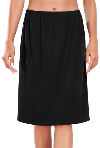 Wikoan Enaguas para Mujer, Súper Suave Minifalda Modal Corto Petticoat para Vestidos Negro,M