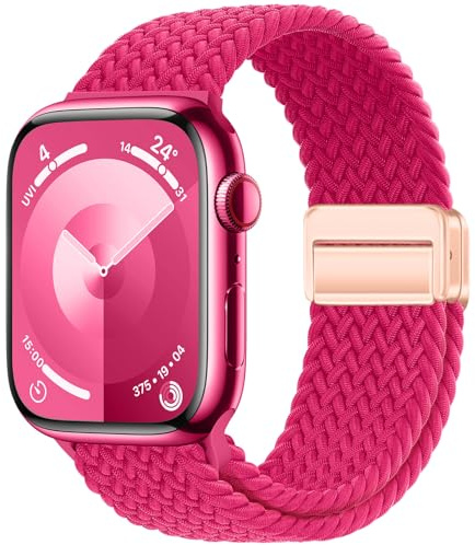 Qimela Sportloop kompatibel med Apple Watch Band 38 mm 40 mm 41 mm 42 mm 44 mm 45 mm 46 mm 49 mm för kvinnor män, magnetisk rem stretchigt flätat armband för iWatch serie 11 10 9 8 7 6 5 4 SE Ultra 3