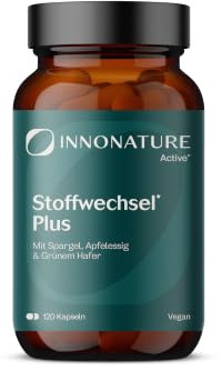 InnoNature Stoffwechsel Plus Kapseln | aus Spargel, Apfelessig, Grüner Hafer, Hagebutte, Mango und Bittermelone | 120 Kapseln, inkl. Vitamin C aus Hagebutten Extrakt, 80 mg