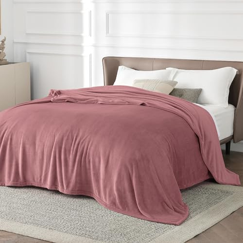 BEDSURE Kuscheldecke Flauschig Decke Fleecedecke - Wohndecke Warm Winter Weich, Sofadecke XXL, Decke Couch Blanket, Wohn- & Kuscheldecken Große 220x240cm, Sofa überwurfdecke Dunkelrosa