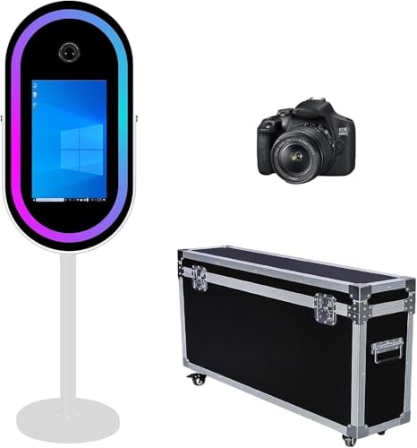 Miroir Magique Portable Photo Booth pour Appareil Photo Booth Miroir 54,6 cm Écran Tactile pour Fêtes Location de Mariage (Machine Blanche + Caméra)