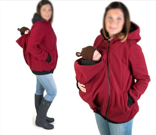 002,M, 3-In-1-Sweatshirt Mit Kapuze Für Damen, Babytragejacke, Babytragejacke, 3-In-1-Fleece-Umstandshoodies Mit Känguru-Print