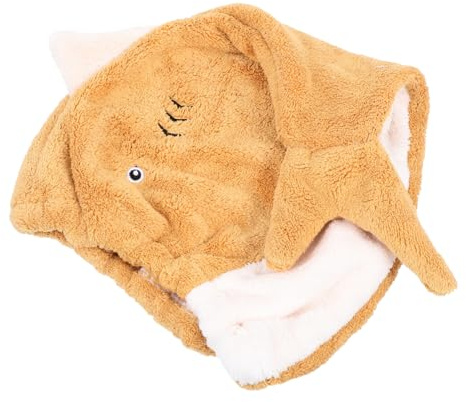 FRCOLOR Cartoon Bade Absorptionshut aus Korallenfleece Gelbe Duschhaube mit Elastischem Band Sanftes Schnell Trocknendes Haarhandtuch für Kinder und Jungen zum Haare Trocknen nach Duschen