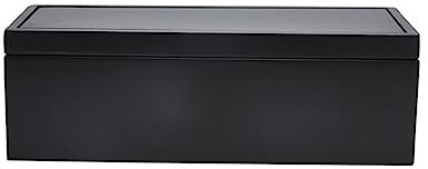 HOMSFOU Caja Organizadora De Cables y Enchufes De Madera Maciza Para Hogar, Diseño Abierto, Gran Tamaño, Almacenamiento De Regletas, Gestión De Cables Eléctrica, Color Negro