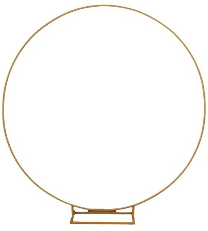 Pmnzdy Arco de boda de metal para boda, globo, arco, kit de manualidades, arco de globo redondo con fondo ancho, flores, decoración, globo, guirnaldas, soporte dorado, 1 m