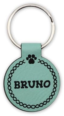 Hundemarke mit Gravur – Geräuschlos & klimperfrei – Individuell anpassbar – Hochwertiges Kunstleder – In verschiedenen Farben erhältlich (türkis)