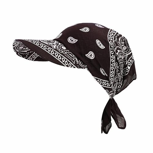 BrightGlow Damer huvudduk halsduk mössa huvudbonad med brätte visir retrostil basebollmössa solhatt halsduk mössa justerbar hatt sommarmössa solskydd keps, svart, one size