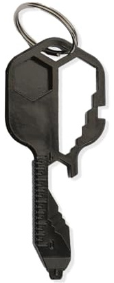 Bojueshaw Multiherramienta 24 en 1, herramienta de bolsillo portátil de acero inoxidable con forma de llave, llavero de supervivencia al aire libre para exteriores, camping, uso diario (negro)