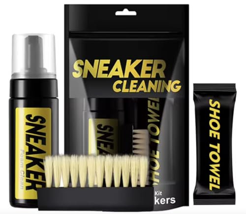 Fresh Powder - Kit de Nettoyage pour Chaussures, Mousse Sans Rinçage 150ml, Brosse et Chiffon Microfibre, Pour Tous Types de Chaussures