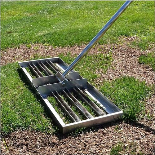 Soil Leveling Tool, Lawn Leveling Rake, Heavy Duty Lawn Leveling Machine for Yard Golf Turf Leveling Soil Dirt,with Stainless Steel 5.2 Ft Long Handle, Rust Resistant, Strong and Durable