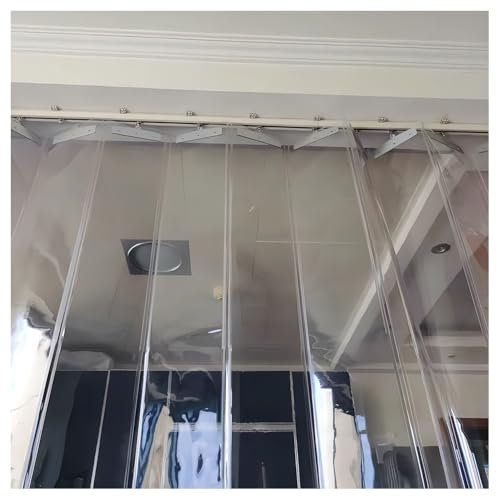 Cortina de PVC transparente para puertas correderas, cortina flexible para exteriores para congelador y almacén, cubierta de puerta de plástico de 2 x 2,4 m para espacio de trabajo, fácil instalación