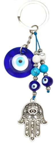 WUSJCOF Porte-clés porte-bonheur avec pendentif amulette pour filles Décoration de sac à clés pour femme (œil bleu)