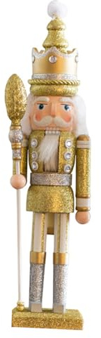 GLEAVI Figurine de Noël Casse-Noisette Marionnette Bois Doré Décoration Bureau Maison Soldat Mer