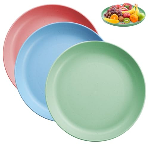 UOSIWYA 3 Stück Tablett Rund, Serviertablett 30.5cm Wiederverwendbare Plastikteller Campingteller Groß Rundes Gastro Tablett für Restaurant Küche Zuhause Party Café